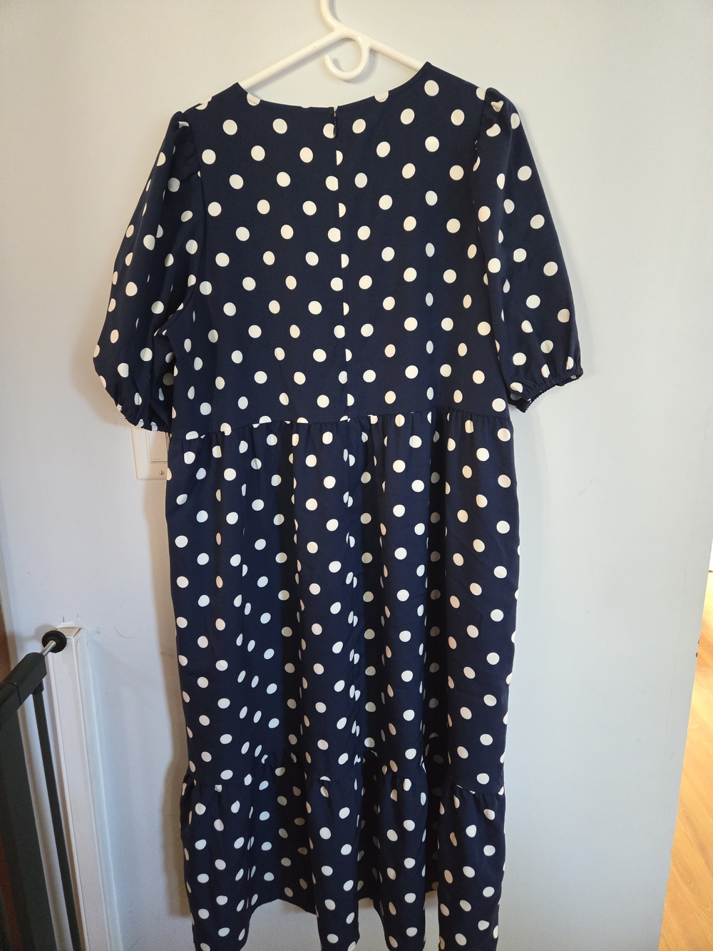 Smash + Tess Navy and White Polka Dot Midi Dress